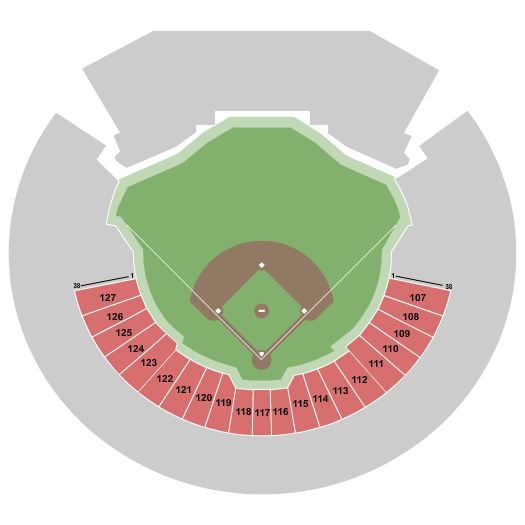 Oakland Coliseum Seating Chart: Baseball - 107-127