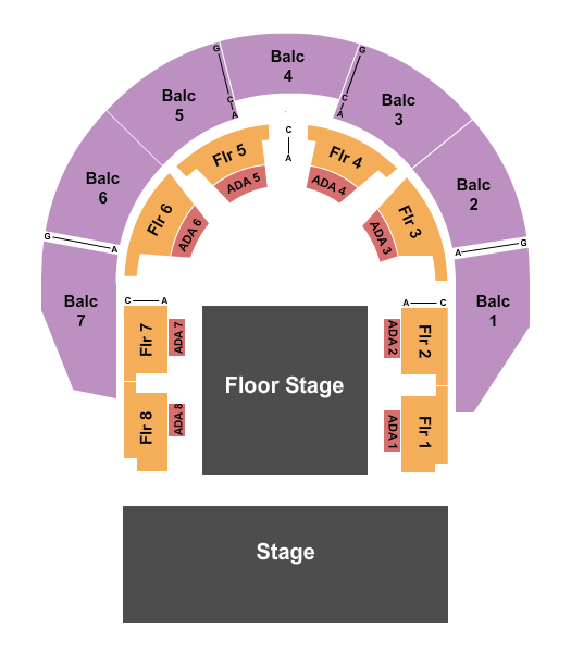 Oakland Scottish Rite Center Seating Chart: Endstage
