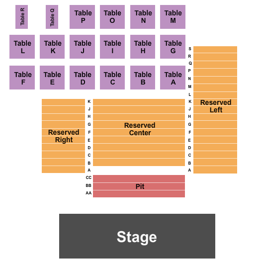 Oaks Theater Seating Chart: Endstage 2