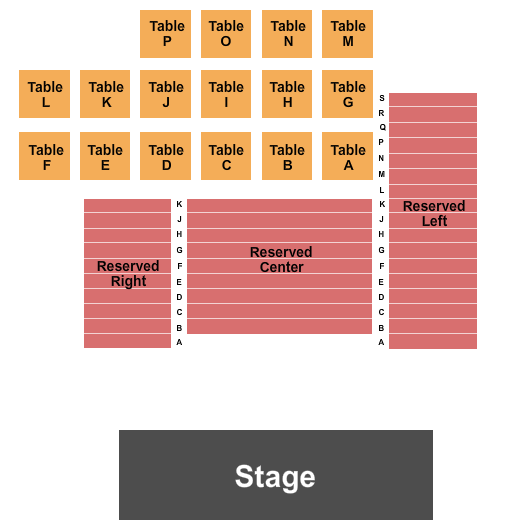 Oaks Theater Seating Chart: Endstage No Pit