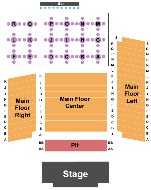 Oaks Theater Seating Chart: Endstage Pit
