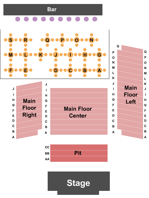 Oaks Theater Seating Chart: End Stage