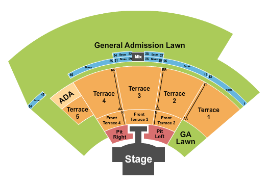 Oklahoma City Zoo Amphitheatre Seating Chart: Endstage GA Pit w/ Catwalk