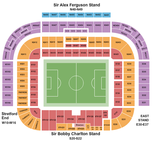 Old Trafford Seating Chart: Soccer- Static