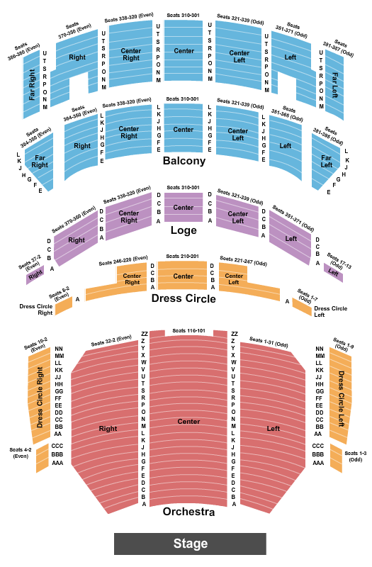 Nederlander Theatre at Ford Center for the Performing Arts Seating Chart: Endstage
