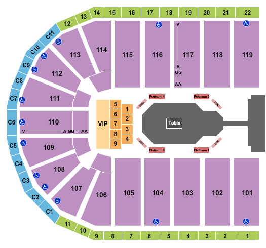 Orleans Arena - The Orleans Hotel Seating Chart: Table Tennis