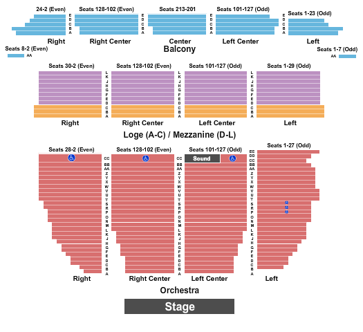 Orpheum Theatre - San Francisco Seating Chart: Endstage 1