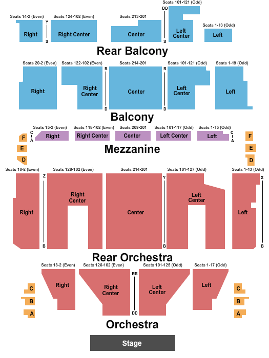 Orpheum Theatre - Boston Seating Chart: End Stage