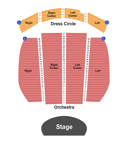 Orpheum Theatre - Vancouver Seating Chart: End Stage - No Balcony