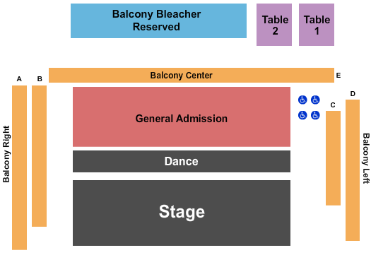 Outdoor Stage At Knuckleheads Saloon Seating Chart: Endstage GA/Rsv Balc