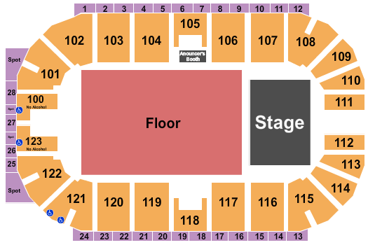 Ovintiv Events Centre Seating Chart: Endstage - GA Seated Floor