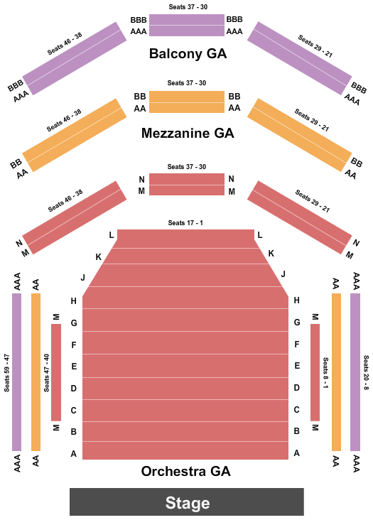 Owen Bruner Goodman Theatre Seating Chart: 3 GA Sections