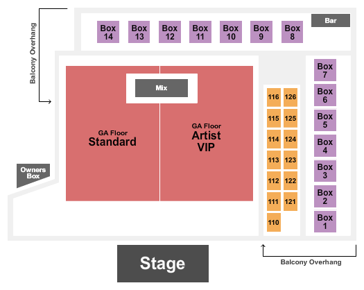 Ozark Music Hall Seating Chart: Endstage Artist GA