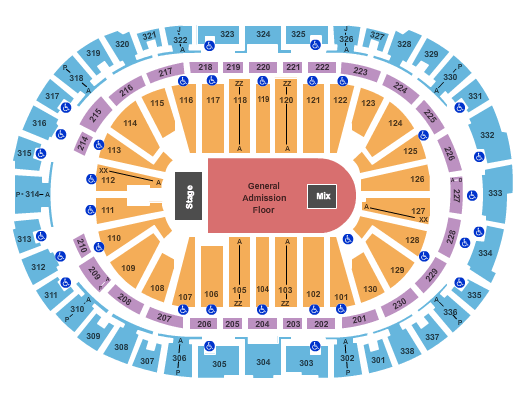 PNC Arena Seating Chart: End Stage GA