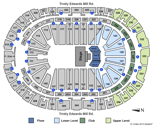 PNC Arena (Formerly RBC Center) Seating Chart