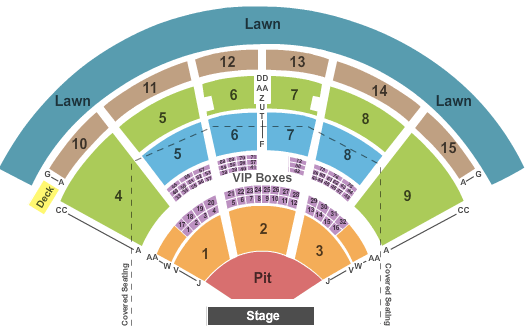 PNC Music Pavilion - Charlotte Seating Chart: End Stage Pit