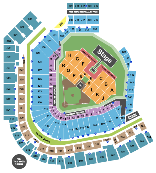 PNC Park Seating Chart: Green Day 2024