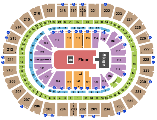 PPG Paints Arena Seating Chart: Endstage GA Floor with Catwalk