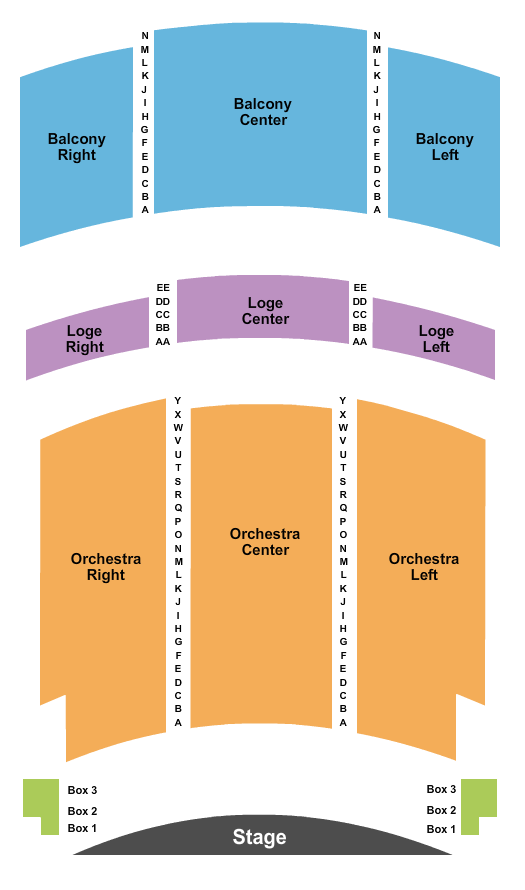 Palace Theatre - PA Seating Chart: Endstage No Pit