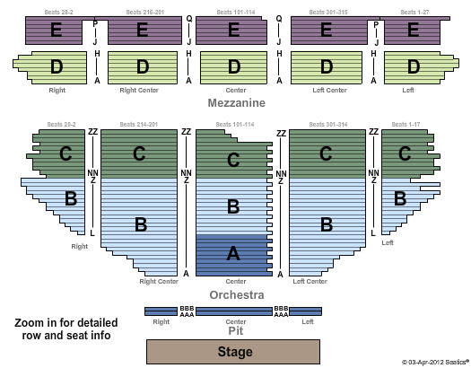 Pantages Theatre - CA Seating Chart