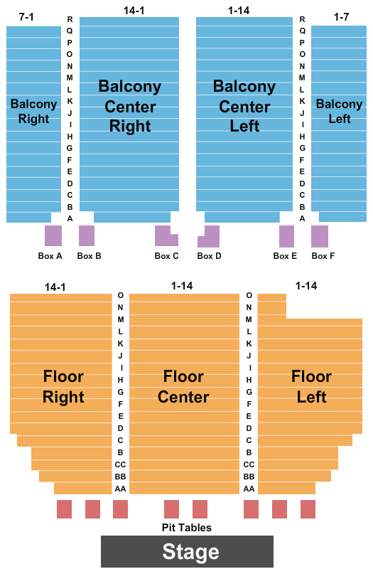 Paramount Arts Center Seating Chart: Endstage - Pit Tables