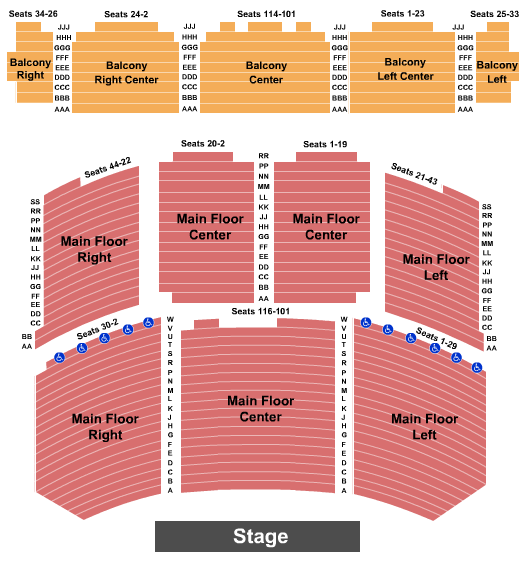 Paramount Theatre - Aurora Seating Chart: End Stage