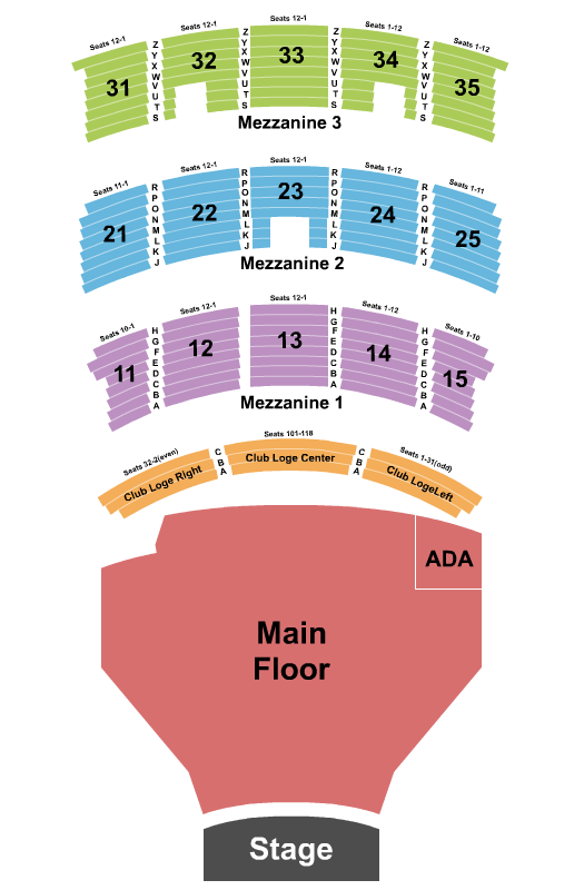 Paramount Theatre - Seattle Seating Chart: Endstage GA Floor GA Balcony 3
