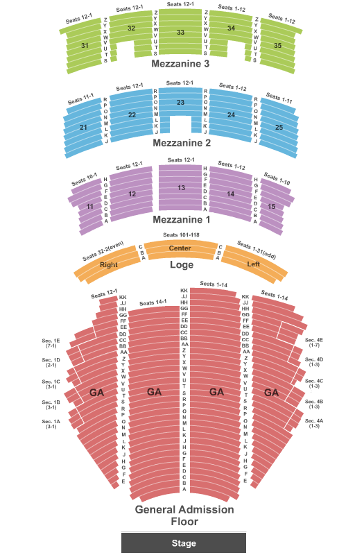 Paramount Theatre - Seattle Seating Chart: End Stage GA Floor