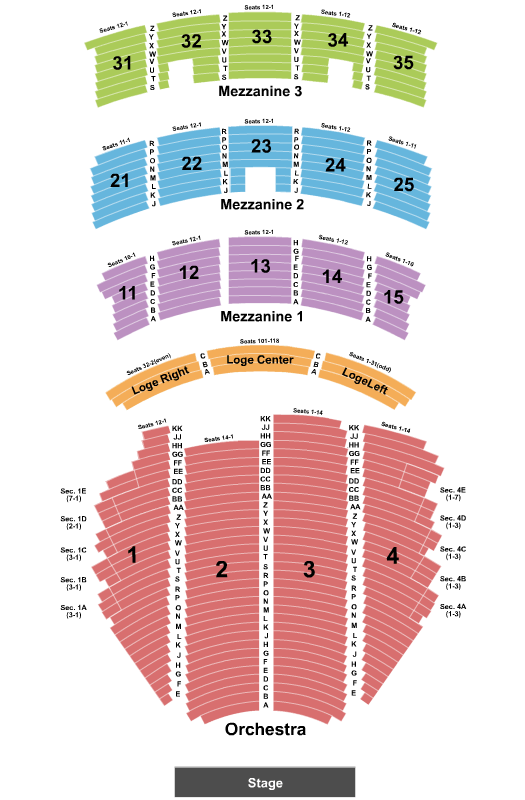 Paramount Theatre - Seattle Seating Chart: End Stage