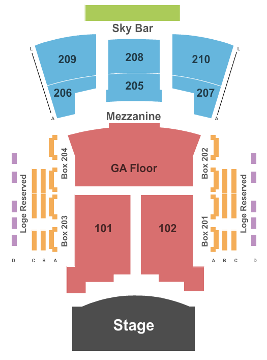 Paramount Theatre - Huntington Seating Chart: Endstage Reserved and GA Floor