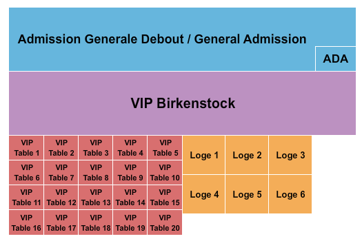 Parc Olympique Seating Chart: GA/VIP/Table