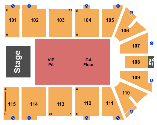 Park City Arena Seating Chart: Endstage - VIP Pit/GA Floor