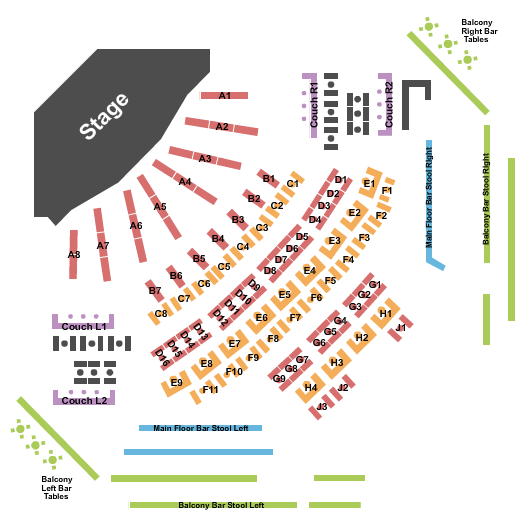 Park West Seating Chart: Tables and Balcony 2