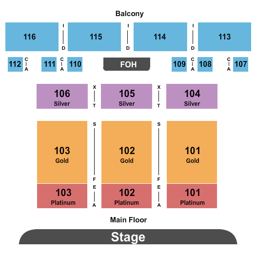 Patio Theater Seating Chart: Endstage Split