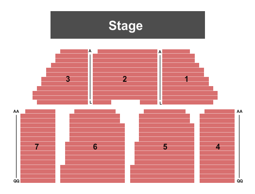 Paul A. Johnston Auditorium Seating Chart: End Stage