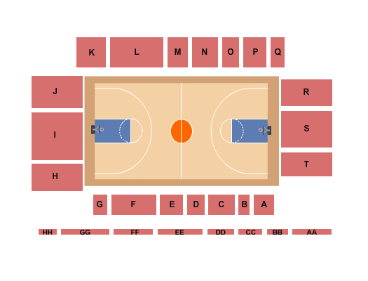 Paul Bailey Pizzitola Sports Center Seating Chart: Basketball 2