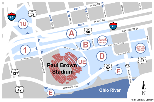 Paul Brown Stadium Parking Lots Map