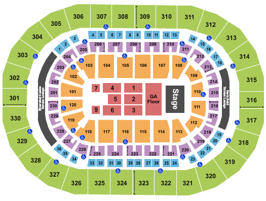 Paycom Center Seating Chart: Endstage Front GA Floor