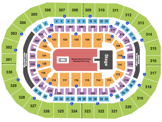 Paycom Center Seating Chart: Endstage GA Floor w/ Catwalk