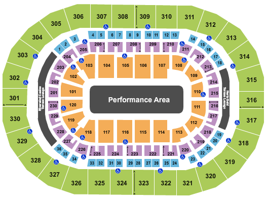 Paycom Center Seating Chart: Performance Area