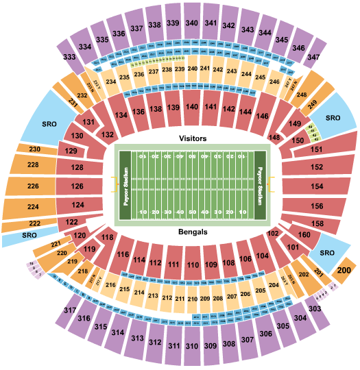 Paycor Stadium Seating Chart: Football