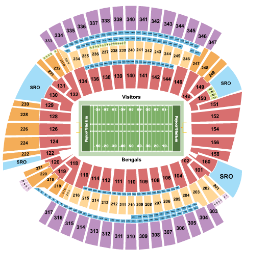 Paycor Stadium Seating Chart: Football W/Suite Stripes