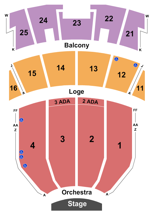 Peabody Auditorium Seating Chart: End Stage