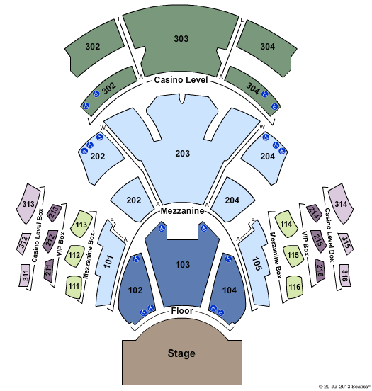 Pearl Theater Vegas Seating Chart