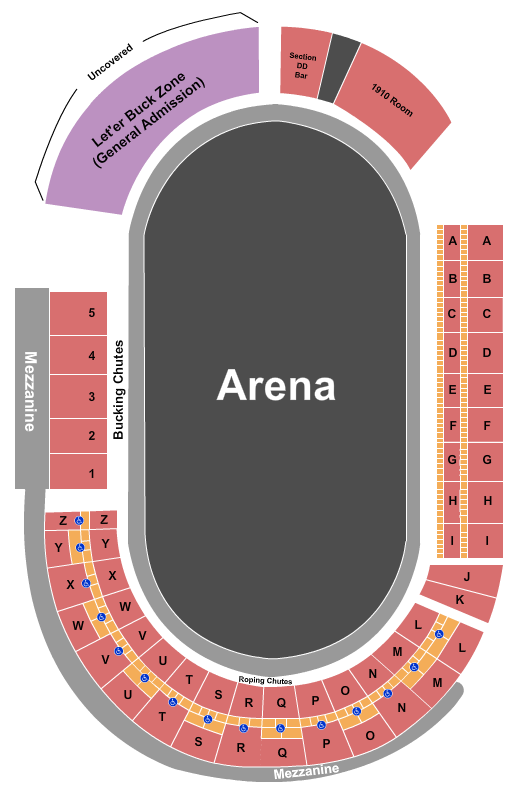 Pendleton Round-Up Stadium Seating Chart: Rodeo 2