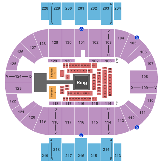 Pensacola Bay Center Seating Chart: Boxing