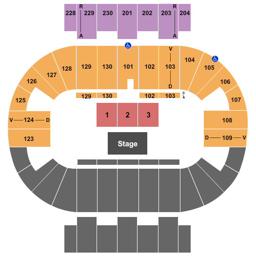 Pensacola Bay Center Seating Chart: Halfhouse Side