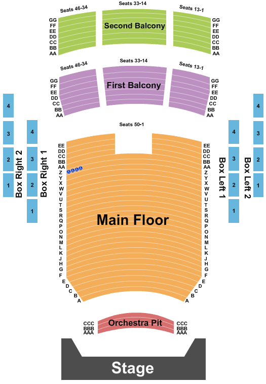 Peoria Civic Center - Theater Seating Chart: End Stage