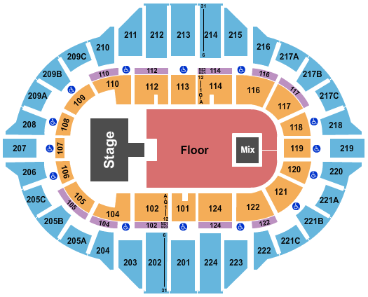 Carver Arena At Peoria Civic Center Seating Chart: Endstage GA Floor with Catwalk
