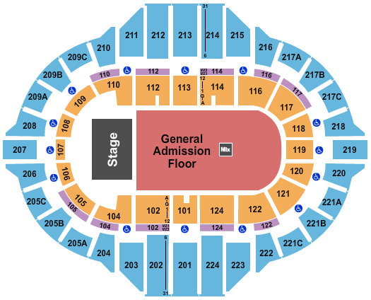 Peoria Civic Center - Arena Seating Chart: Endstage GA Floor